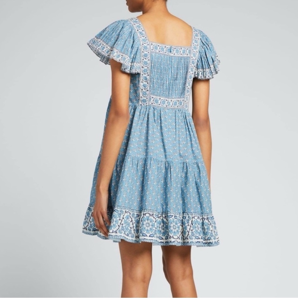 Sea New York Fernanda Tile Print Flutter Sleeve Dress Blue size M - Picture 9 of 12